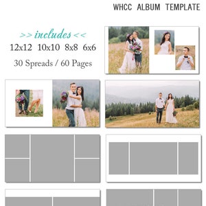 SALE 8x8 WHCC Album Template 60 Page - Includes 12x12, 10x10, 8x8, 6x6 - INSTANT Download - ALB31