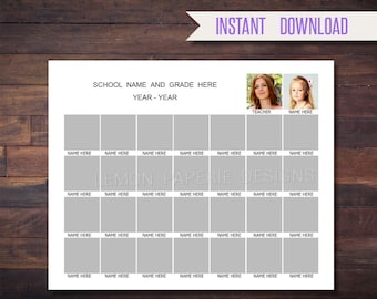 8x10 School Composite Template for 30 - Photoshop Template - INSTANT DOWNLOAD - SCH9