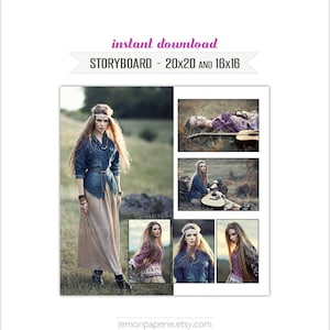 20x20 and 16x16 Storyboard Templates, PSD Photoshop Templates - INSTANT DOWNLOAD (STR4)