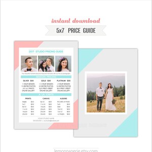 5x7 Price Guide Photoshop Template - INSTANT DOWNLOAD (PRICE23)