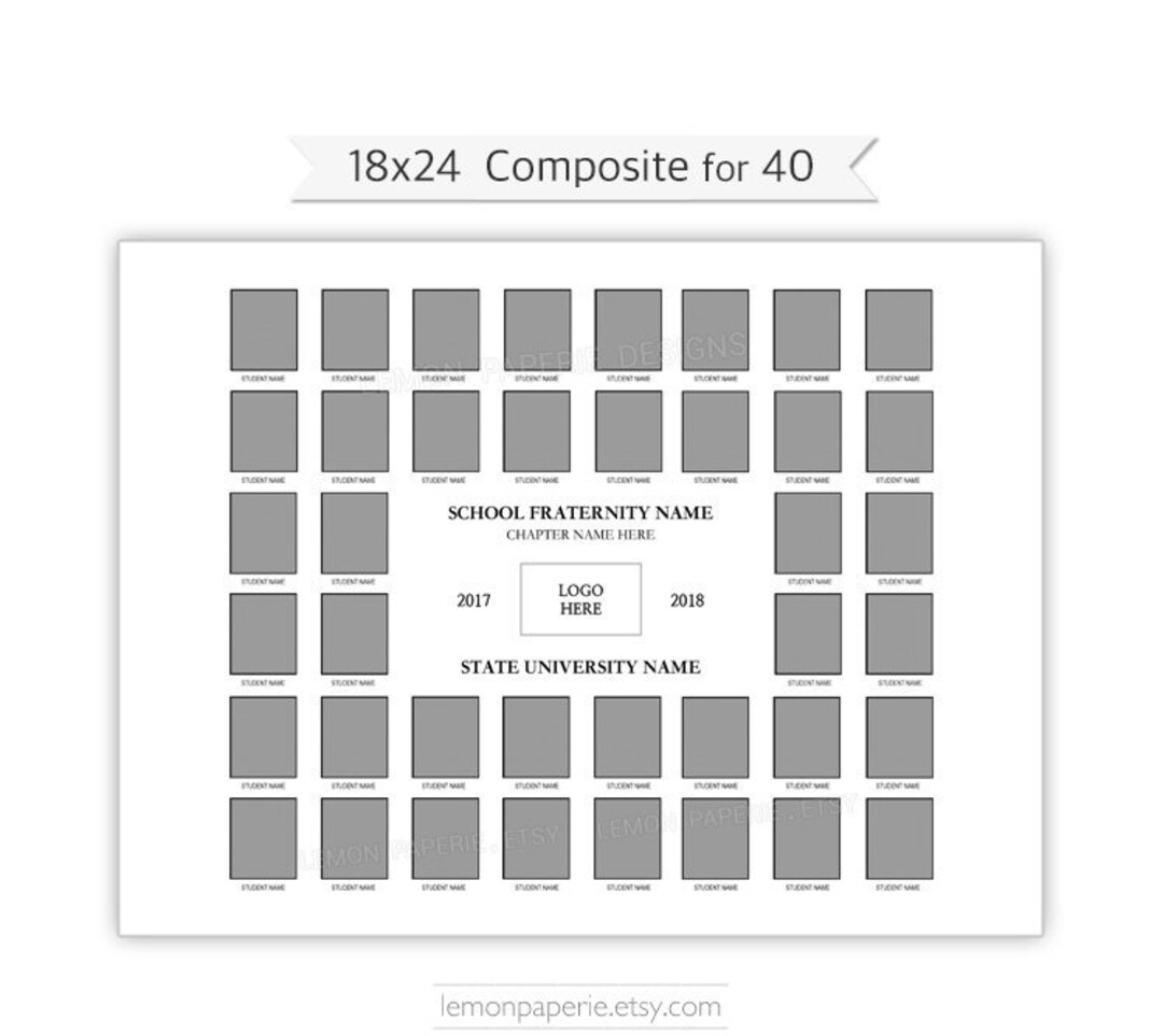 18x24 Class Composite Template for 40, PSD Photoshop Template - INSTANT ...
