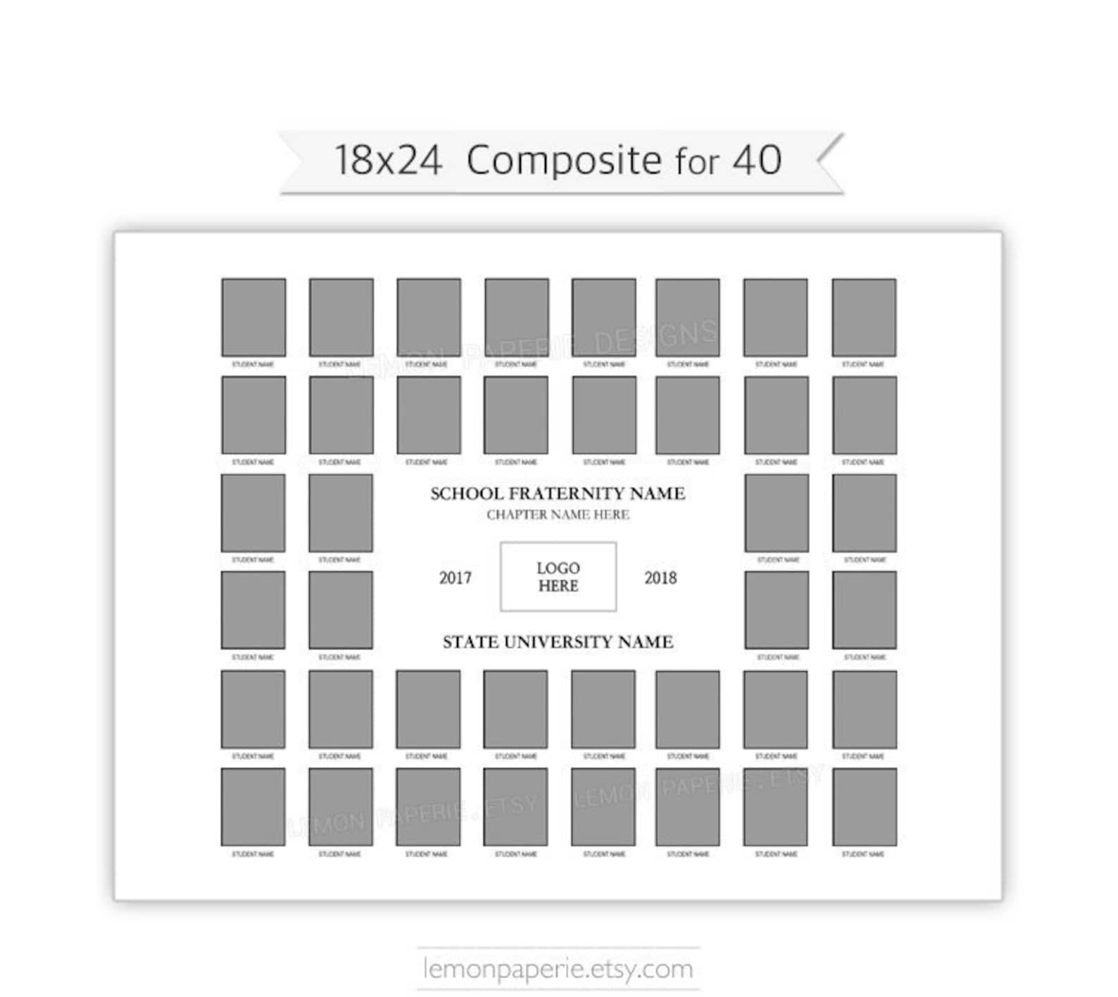 18x24 Class Composite Template for 40, PSD Photoshop Template - INSTANT ...