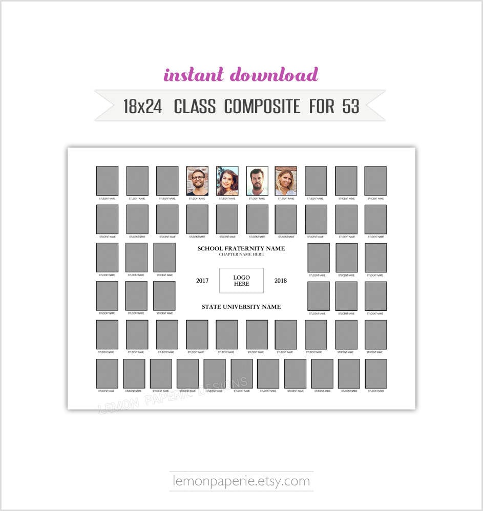 18x24 Class Composite Template, PSD Photoshop Template - INSTANT ...