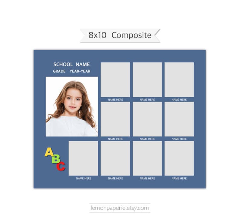 8x10 School Composite, Daycare, Preschool, Template, PSD