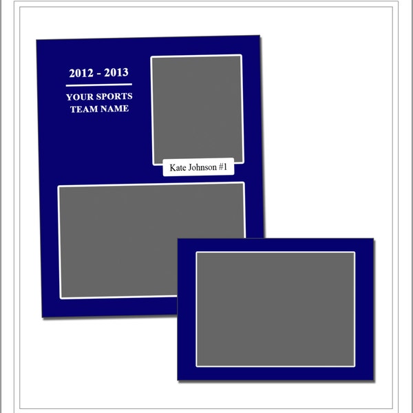 Memory Mate Templates, For any Team or Sport, Includes 8x10 and 5x7, Sports Template, PSD Photoshop Template (SM207) INSTANT DOWNLOAD