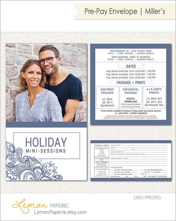 pre pay envelope template mini session template psd etsy ireland