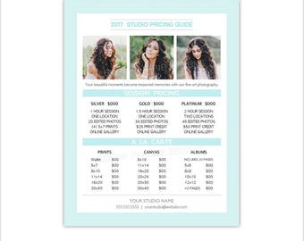 8.5x11 Pricing Guide Photoshop Template - INSTANT DOWNLOAD (price21)