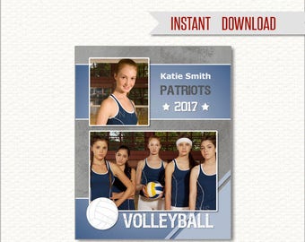 VOLLEYBALL 8x10 Memory Mate - Photoshop Template - Easily Change All Colors - INSTANT DOWNLOAD - SPORT2