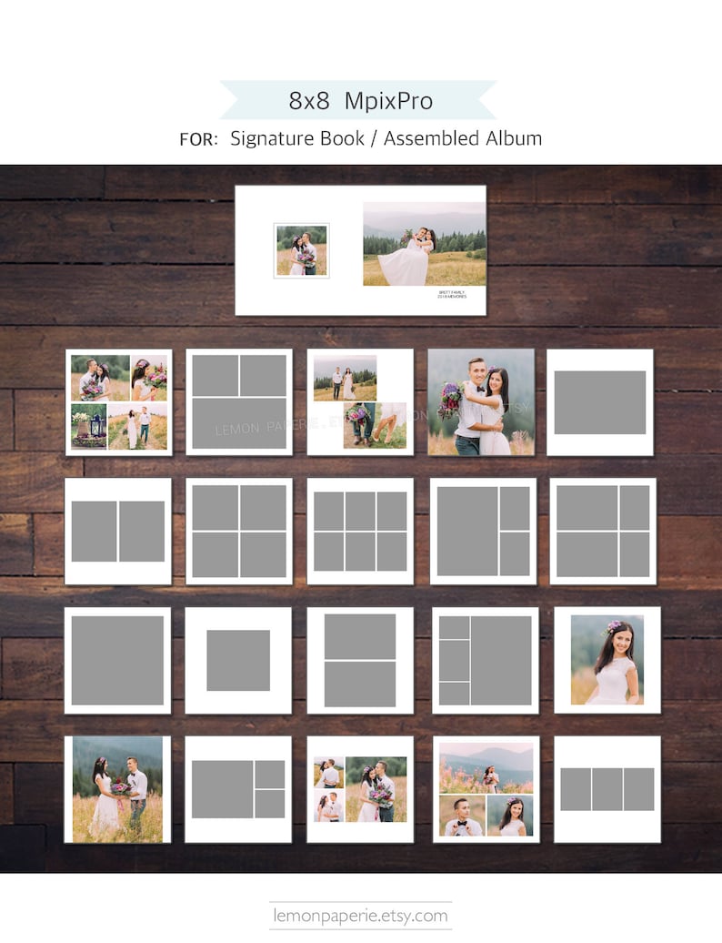 SALE 8x8 Mpixpro Signature Book or Assembled Album Templates Etsy