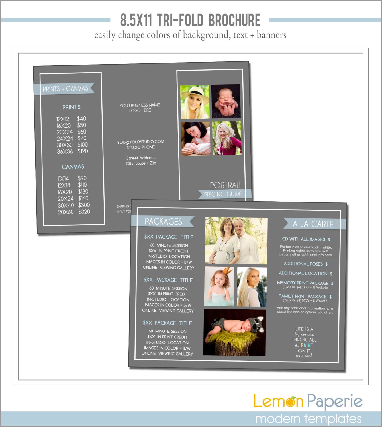 8.5x11 Tri-fold Brochure Template, Psd Photoshop Template, Marketing ...
