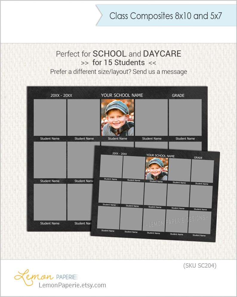 School Composite Template for 15 in 8x10 and 5x7 Daycare Etsy