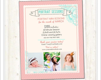 8x10 Mini Session Template, Marketing Template, PSD Photoshop Template (MA235) INSTANT DOWNLOAD