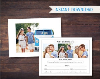 5x7 & 4x6 GIFT CERTIFICATE Photoshop Template - Instant Download - GIFT01