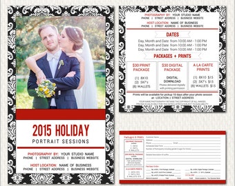 Pre-Pay Envelope and Mini-Session Template for Millers, Marketing Template, PSD Photoshop Template, Damask (PPE203) INSTANT DOWNLOAD