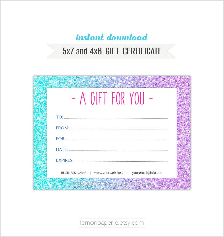 5x7 and 4x6 Gift Certificate Templates PSD Photoshop | Etsy