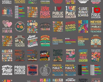 Public School Teacher Png Bundle, Public Education PNG Bundle, Teacher Shirt Designs, School Teacher Sublimation, Education Quote Bundle