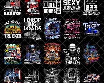 Trucker PNG Bundle, Semi Truck Clipart, Funny Trucker Quotes, Patriotic Truck Driver PNG, Trucker Wife Digital Download