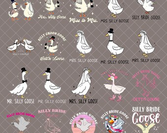 Silly Bride Goose PNG Bundle, Married Couple Matching PNG, Silly Bride Goose Png, Funny Wedding Goose Png,Funny Goose png