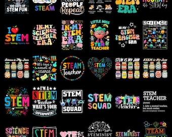 STEM Teacher PNG Bundle Funny Steam Science Quotes Shirt Design, Engineering Math Technology Teacher Sublimation PNG Pack