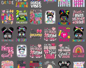 Little Miss Second Grade Png, Back to School Girl Shirt Png, Coquette Colorful 2nd Grade Sublimation, First Day of School Png, Digital Png