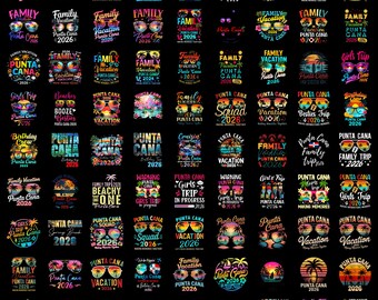 Punta Cana Vacation 2026 PNG Bundle, Family Girls Trip Birthday Crew Shirt Design, Tropical Travel Digital Download