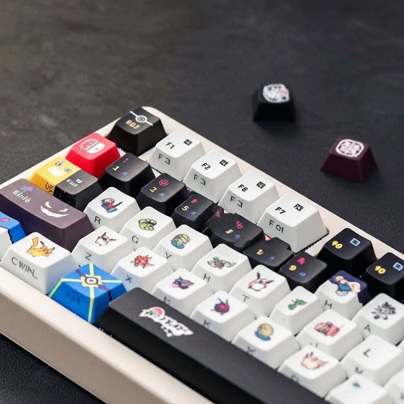 Pokemon Anime Keycaps Set, Pikachu Cartoon Style Cherry Profile PBT ...