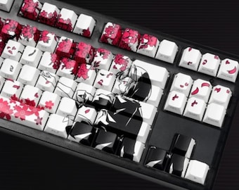 Anime Keycaps Set, Side Carving Translucent Keycap, PBT Cherry Profile, Anime Keycaps Anime, PBT Sublimation Keycaps Set, Artisan Keycaps