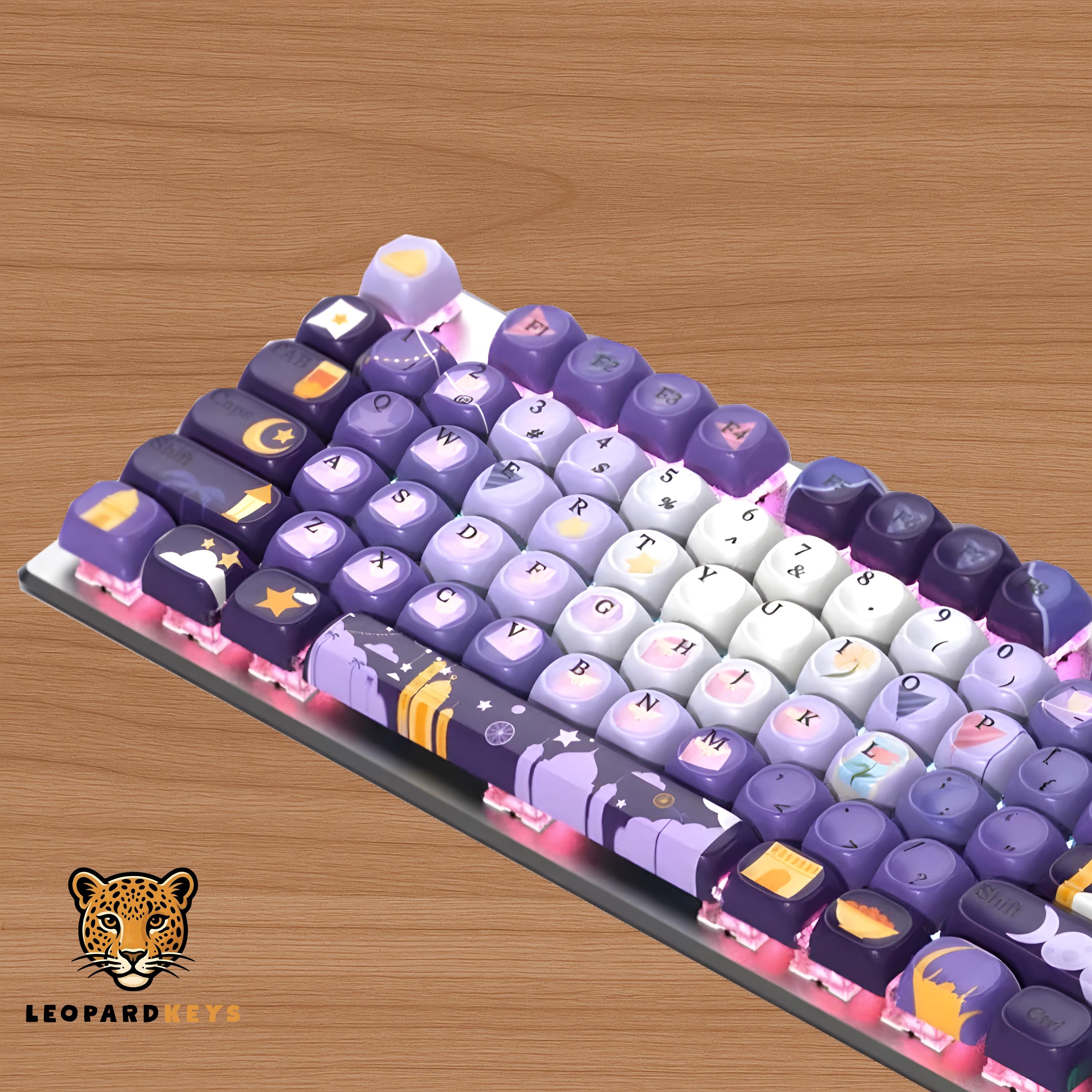 Dreamy Night Castle Keycap Set 116 Keys Purple PBT MOA Profile Keycaps ...