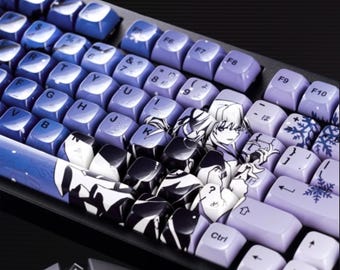 Raven Sakura Anime Keycaps, XDA Profile 131 Keys PBT Sublimation Keycaps Set, Anime Keycaps Anime, Japanese Style Keycaps Set
