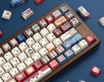 Anime Game Keycaps Set, Cherry Profile PBT Sublimation Keycaps Set, Anime Keycaps Anime, Japanese Style Keycaps Set, Artisan Keycaps Set