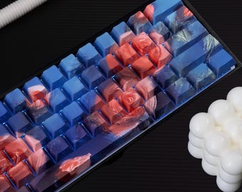 Blue Rose Blossom Anime Keycaps, Cherry Profile123 PBT Sublimation  Keycaps, Anime Keycaps Anime, Japanese Style Cherry Rose Blossom Keycaps