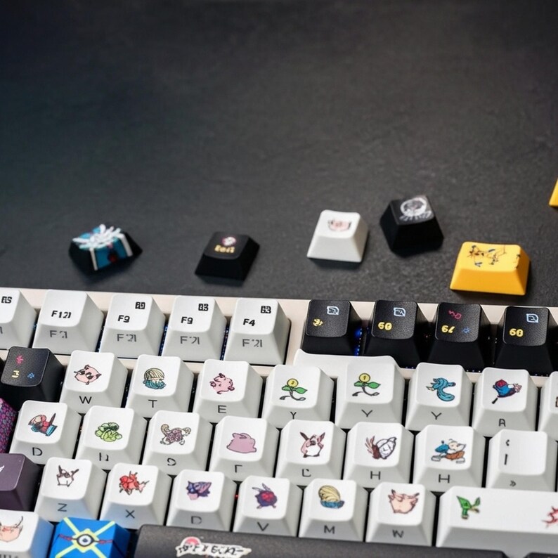 Pokemon Anime Keycaps Set, Pikachu Cartoon Style Cherry Profile PBT ...