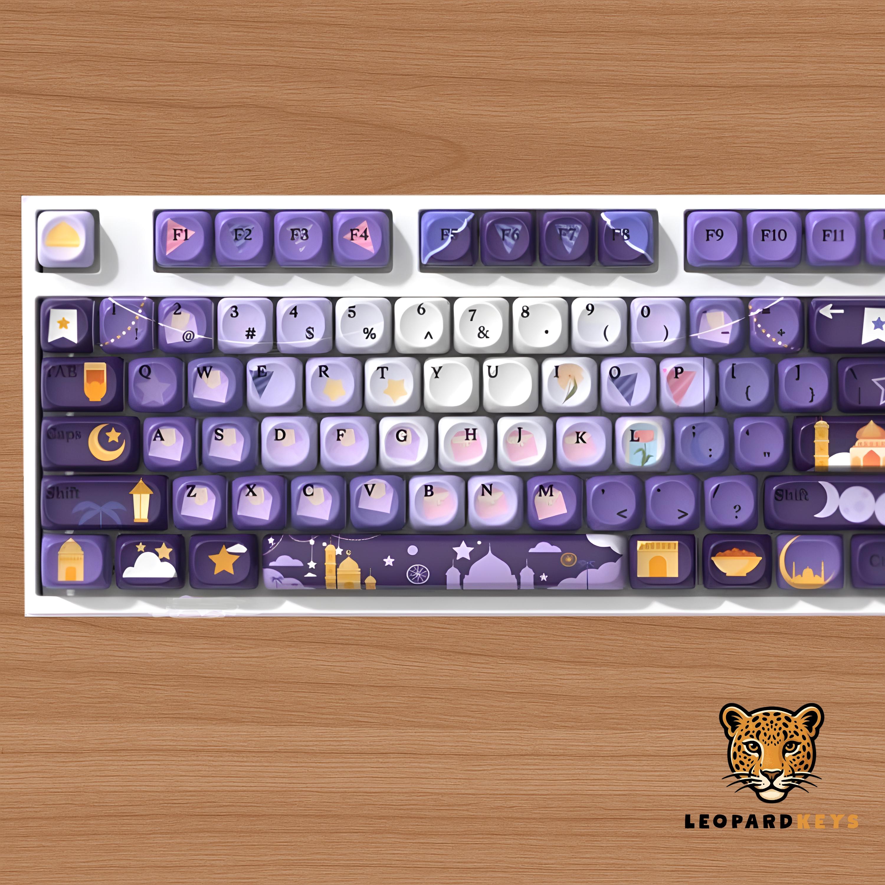 Dreamy Night Castle Keycap Set 116 Keys Purple PBT MOA Profile Keycaps ...