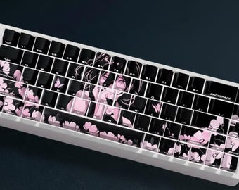 Reze Chainsaw Man Anime Keycaps Set, 73 Keys Dye-Sub  Cherry Profile PBT Sublimation, Anime Keycaps Anime, Japanese Style Keycaps Set