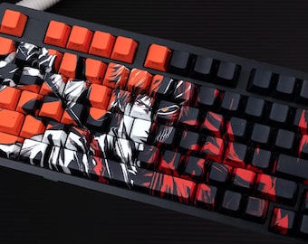 Kurosaki Anime Keycaps, 130 Keys PBT Cherry Profile, XVX Black Theme Keycaps, Anime Keycaps Anime, Double Shot Japanese Keycaps Set