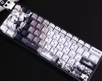 Makima Anime Keycaps Set, 129 Keys PBT Cherry Profile, Black Theme Cherry Profile Keycaps, Anime Keycaps Anime, PBT Sublimation Keycaps Set