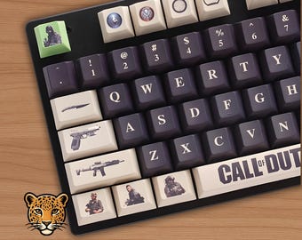 Shadow Soldier Tactical Keycap Set 137 Keys Black RGB PBT Cherry Profile Keycaps, FPS Military Theme Keyboard Cap, Gamer Mechanical Keyboard