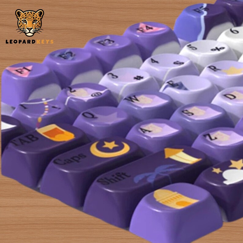 Dreamy Night Castle Keycap Set 116 Keys Purple PBT MOA Profile Keycaps ...