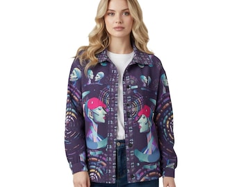 Goddess Collage Art Jacket – Navy Aqua Red | No. 109