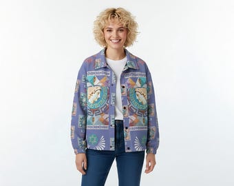 Greco Roman Goddess Jacket – Aqua Blue Silver Gold | No. 1507