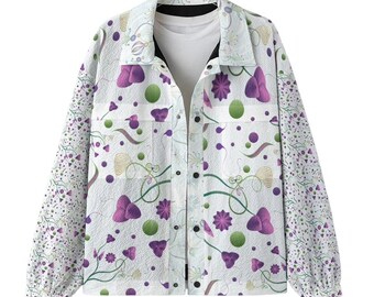 Abstract Floral Patchwork Jacket – Purple Green Gold Collage | No. 110