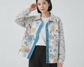 Abstract Spiral Art Jacket – Aqua Copper Gold | No. 121