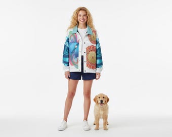 Mandala Bold Graphic Jacket – Red Blue Gold | No. 723
