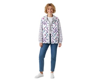 Geometric Abstract Jacket – Purple Blue Pink White | No. 115