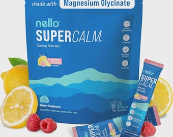 Nello Supercalm Drink Mix for Relaxation, Focus & Wellness | Raspberry Lemonade Blend