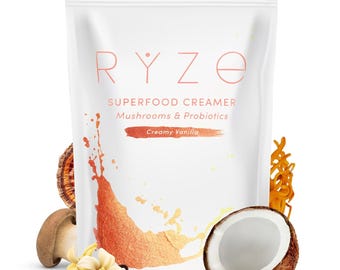 RYZE Superfood Coffee Creamer | Mushroom Blend, 30 Servings (Creamy Vanilla)