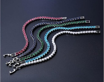 Handmade Iced Out Cubic Zirconia Tennis Bracelet: Geometric Link Chain Jewelry