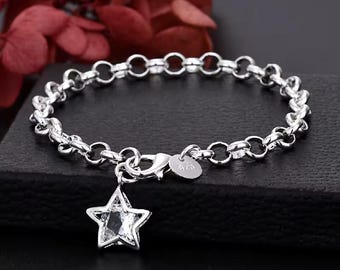 925 Sterling Silver Crystal Star Jewelry | Elegant Designer Women’s Gift Bracelet