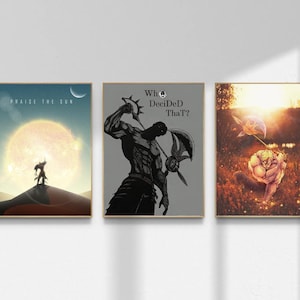 Anime Sun Warrior Poster, Pride Knight Artwork, Fantasy Fire Wall Art