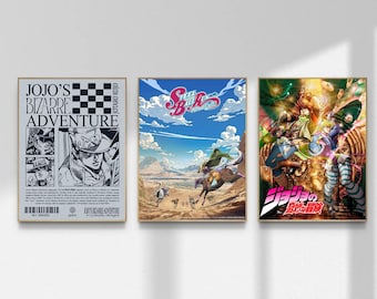JoJo’s Bizarre Adventure Poster Anime, Steel Ball Run Jotaro Kujo Wall Art, JoJo Anime Poster, Manga Aesthetic Print, Anime Room Decor Gift